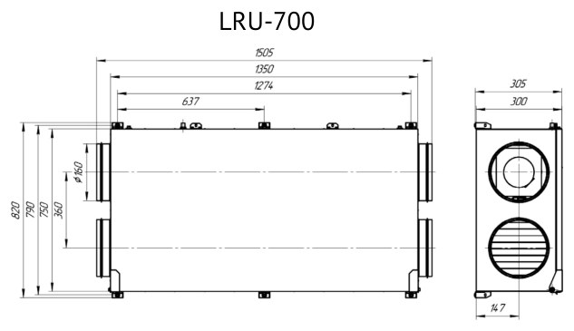 Приточно-вытяжная установка Supervent LRU-700-PNWN-FP